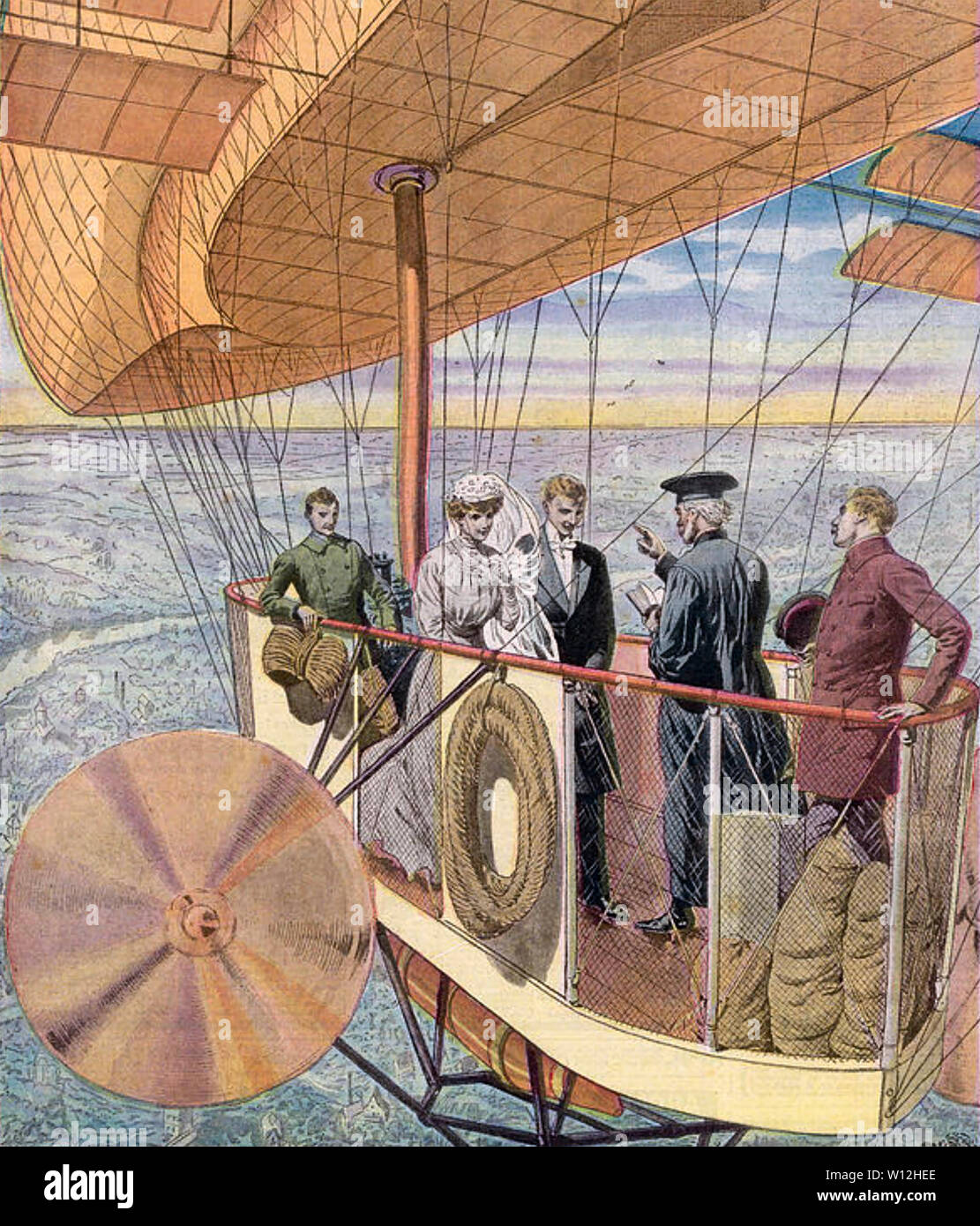 Luftschiff Hochzeit in Frankreich um 1880 Stockfoto