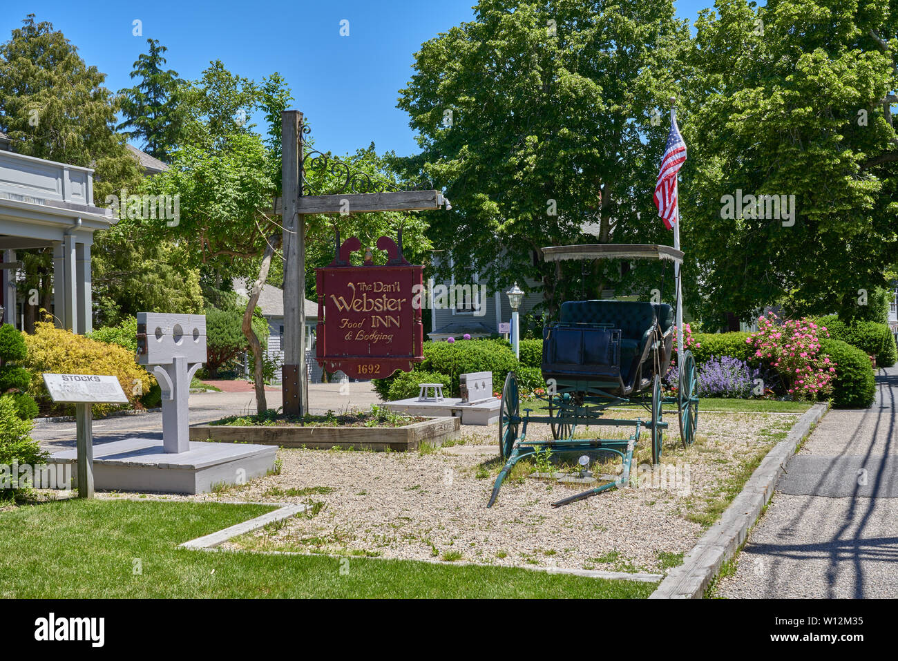 Sandwich, MA - 15. Juni 2019: Das Dan'l Webster Inn in die älteste Stadt auf Cape Cod hat angeboten, Unterbringung seit über 300 Jahren. Stockfoto