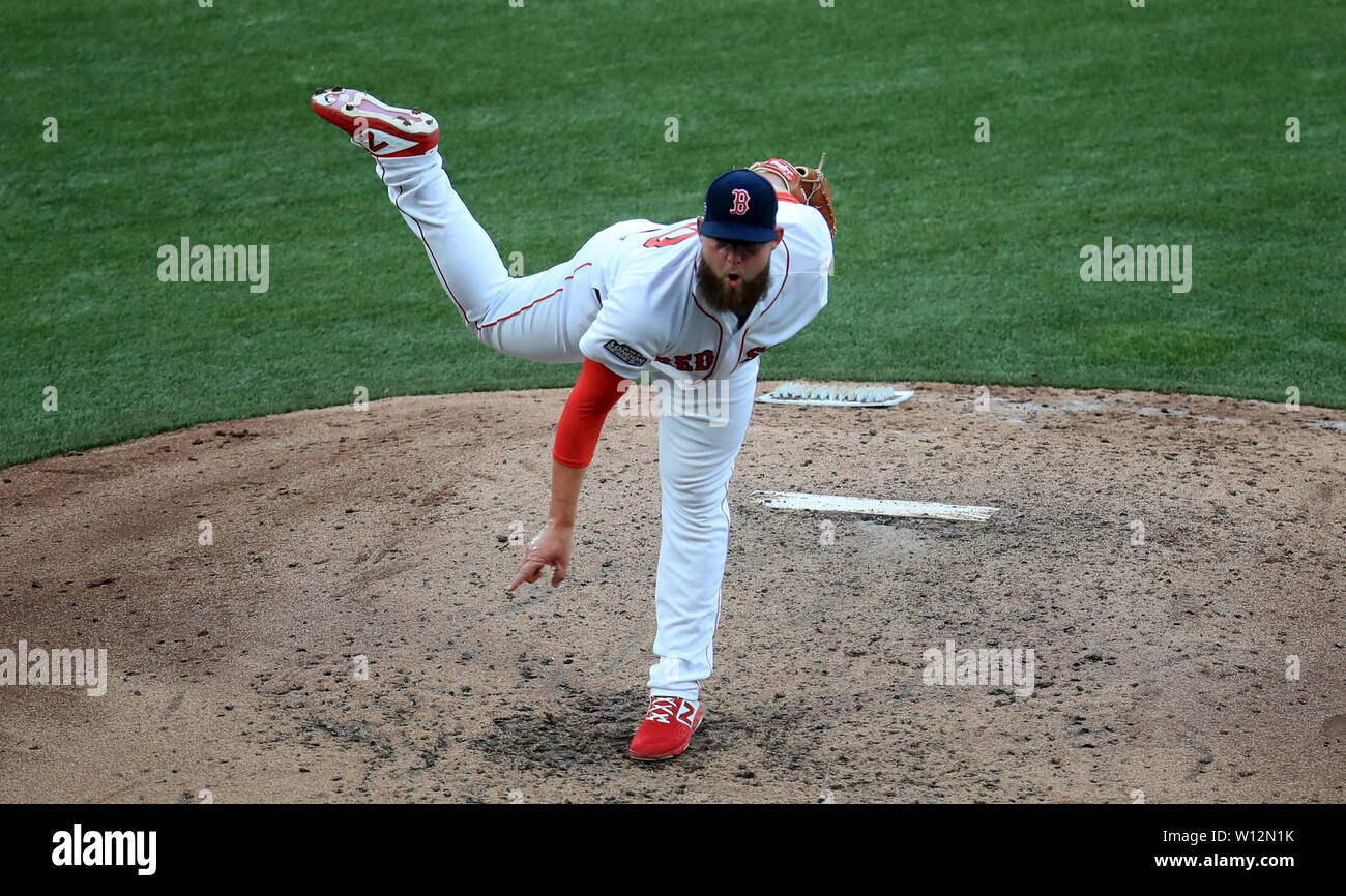 Boston Red Sox' Mike Shawaryn Plätze während der MLB London Reihe passen an der London Stadion. Stockfoto