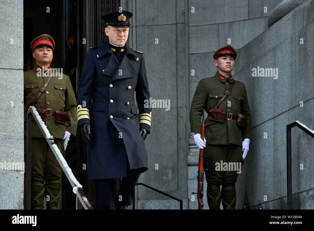 RELEASE DATE: November 8, 2019 Title: Midway Studio: SUNFILM Entertainment Regie: Roland Emmerich PLOT: Die Geschichte von der Schlacht um Midway, die ihm die Führer und die Matrosen, die es bekämpft. In den Hauptrollen: ETSUSHI TOYOKAWA als Admiral Yamamoto. (Bild: © lionsgate/Entertainment Bilder) Stockfoto