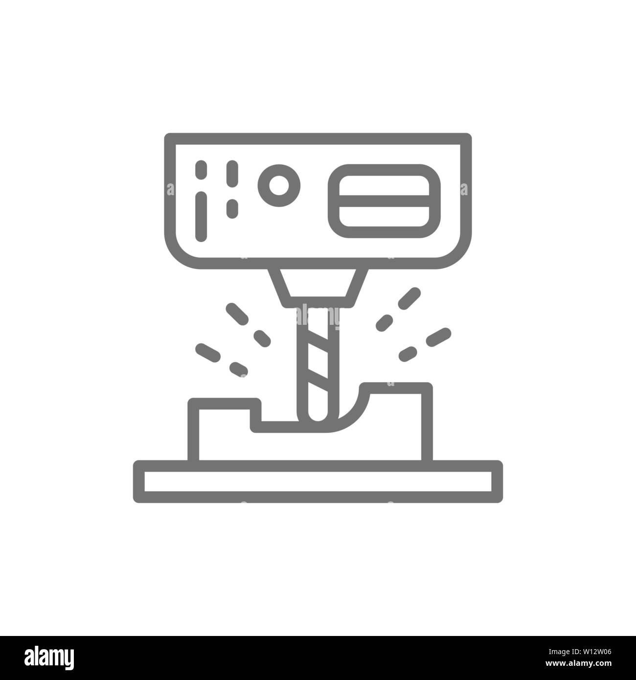 Laser Graviermaschine, CNC-Fräsmaschine Symbol Leitung. Stock Vektor