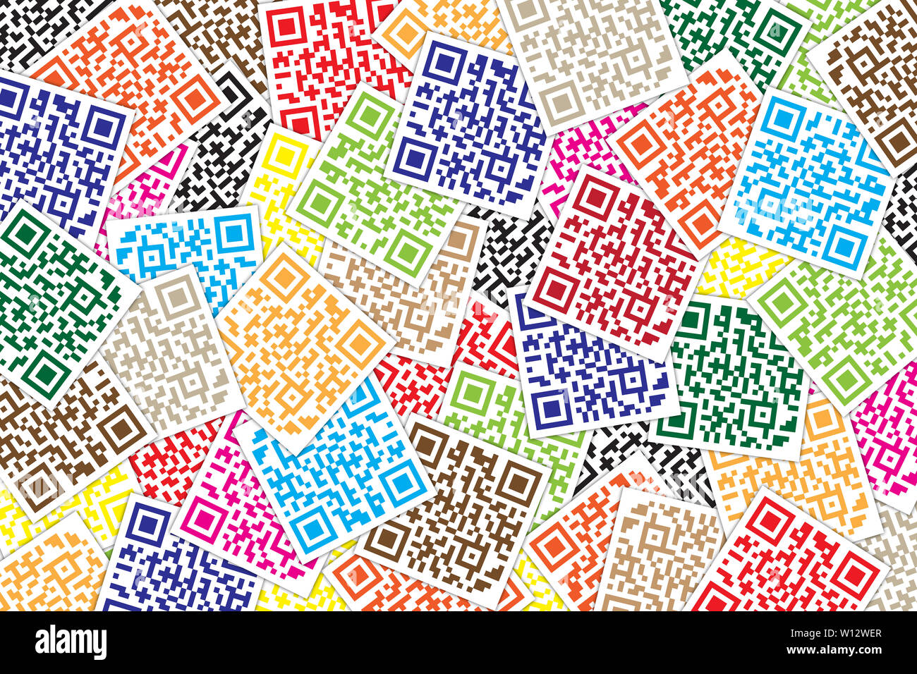 Multicolor QR-Code Hintergrund. Quick Response Code für Supermarkt, E-Commerce, Shop etc. Stockfoto