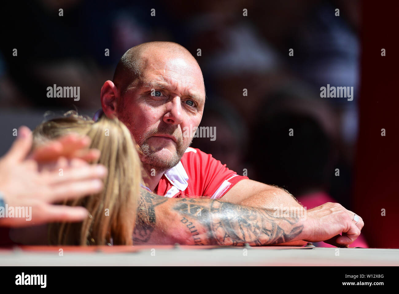 Wald Unterstützer während der Vorsaison Freundschaftsspiel zwischen Alfreton Town und Nottingham Forest am North Street, Sutton-in-Ashfield am Samstag, den 29. Juni 2019. Stockfoto