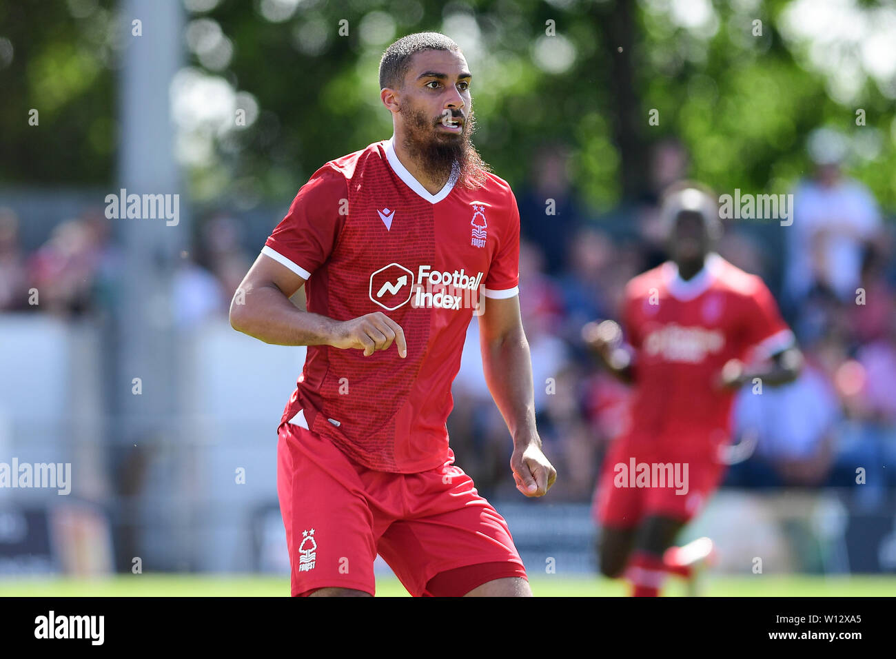 Lewis Grabban von Nottingham Forest während der Vorsaison Freundschaftsspiel zwischen Alfreton Town und Nottingham Forest am North Street, Sutton-in-Ashfield am Samstag, den 29. Juni 2019. Stockfoto