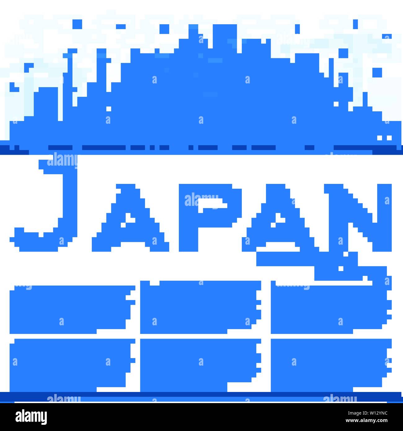 Überblick Willkommen in Japan Skyline mit blauen Gebäude und Kopieren. Vector Illustration. Tourismus Konzept mit historischer Architektur. Stock Vektor