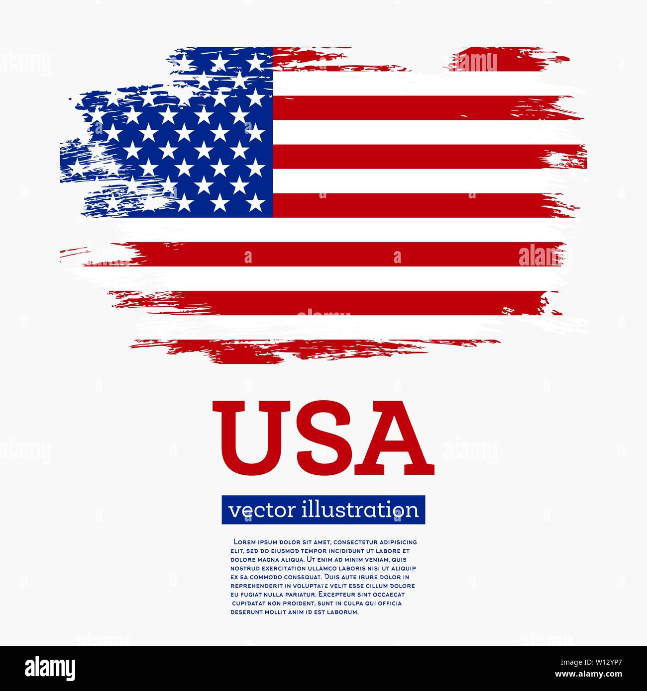 USA-Flagge mit Pinselstriche. Vector Illustration. Stock Vektor
