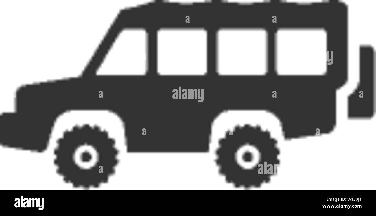 Offroad auto Symbol in einem grauen Farbe. Lkw, Doppelkabine, 4 x 4, 4-Rad fahrer Safari erkunden Stock Vektor
