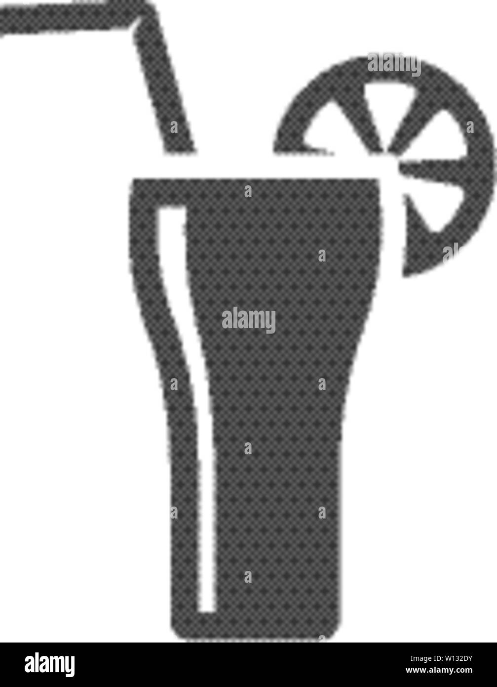 Cocktail trinken Symbol in Schwarz und Weiß Grau einfarbig. Margarita gin Alkohol. Stock Vektor