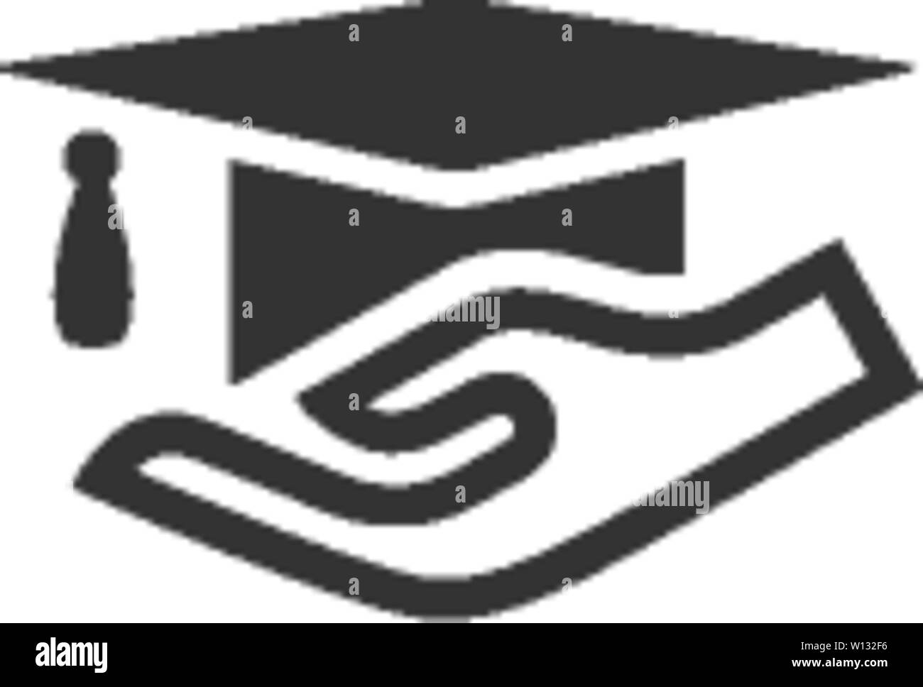 Hand mit Diplom Symbol in einer Farbe. Bildung Schule Schutz Sicherheit Nachdiplom Versicherung Stock Vektor