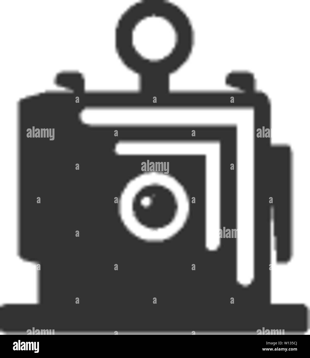Großformat-Kamera Symbol in einer Farbe. Feld anzeigen Blatt Film Fotografie Objektiv Stock Vektor