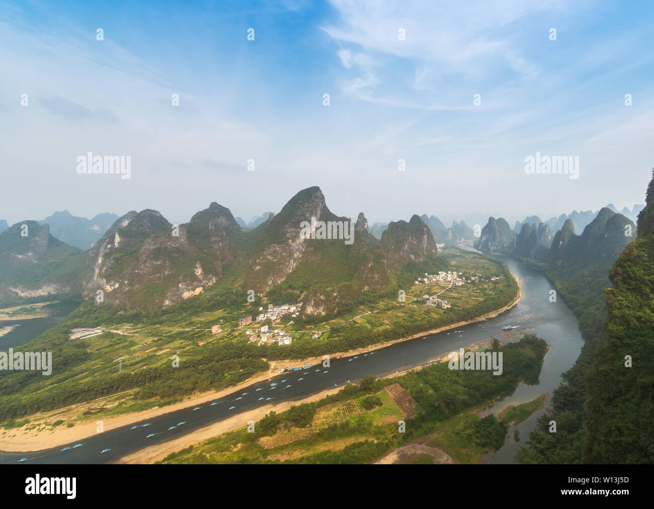 Natürliche Landschaft von Xianggong Berg, Xingping, Guilin Stockfoto