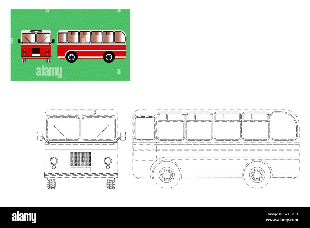 Färbung. Einfache Lernspiel für Kinder. Vector Illustration eines Bus Stock Vektor