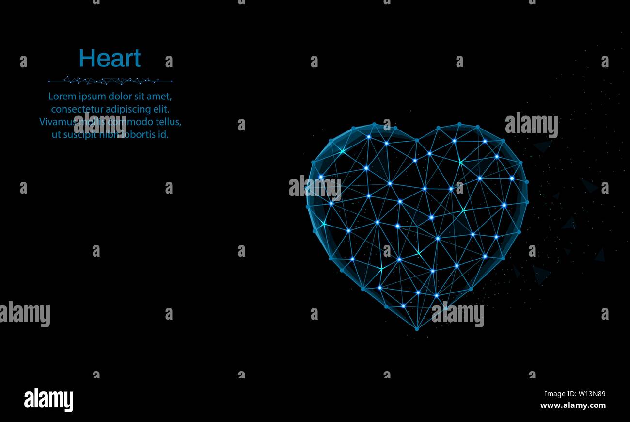Herz Low-poly-Design, liebe Symbol in polygonalen Stil, Romantik Vector Illustration auf schwarzem Hintergrund Stock Vektor