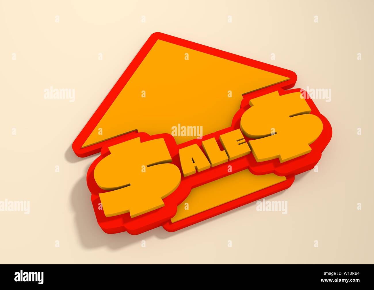 Umsatz wächst um Aufkleber Stockfoto