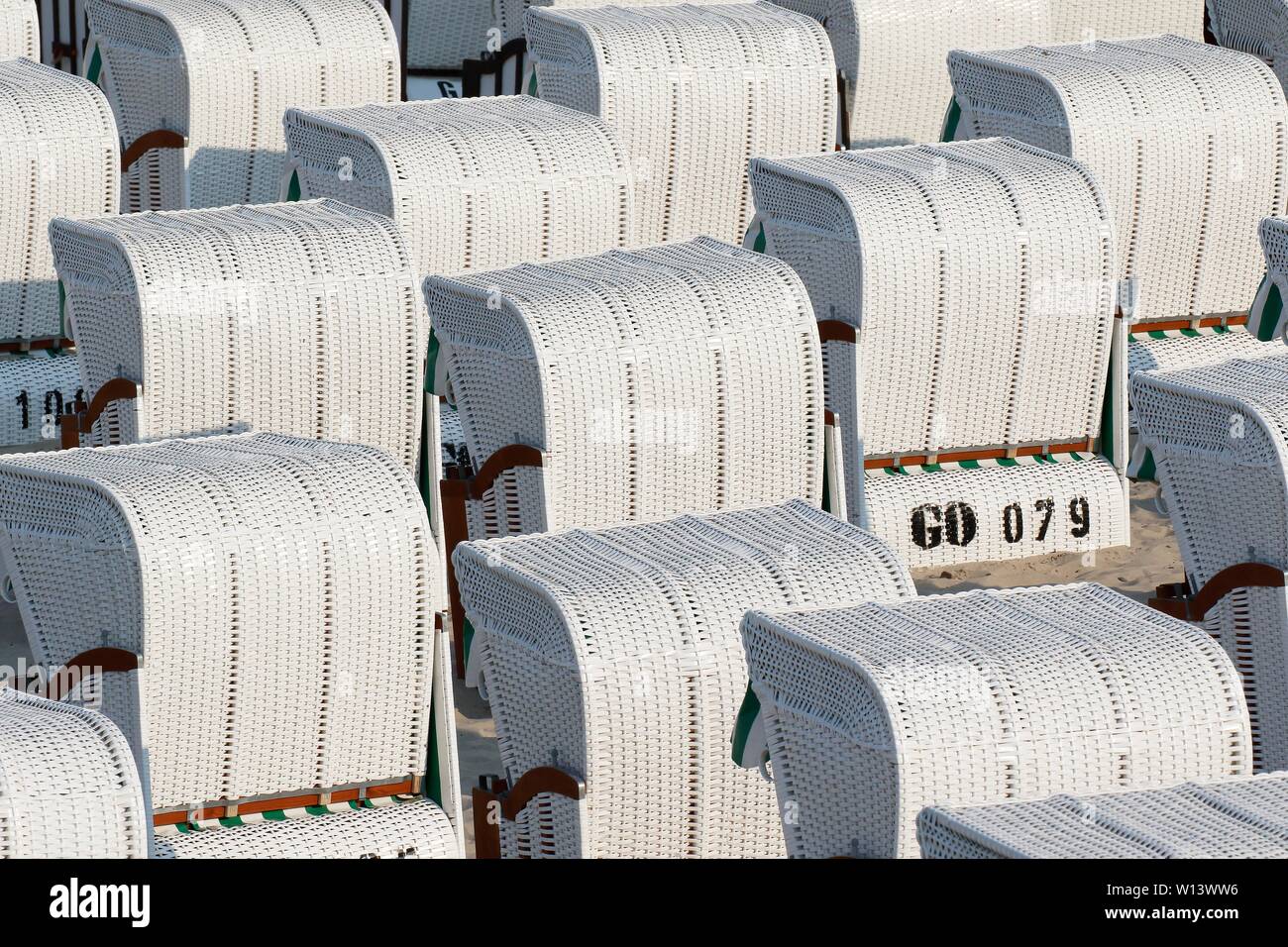 Weiße liegen am Strand, Ostseebad Sellin, Insel Rügen, Mecklenburg-Vorpommern, Deutschland Stockfoto