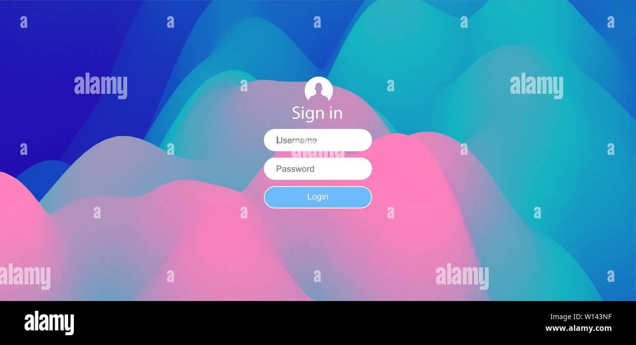 Login User Interface. Moderne Screen Design für mobile App und Web Design. Farbverlauf Hintergrund. Website Element. Vector Illustration. Stock Vektor