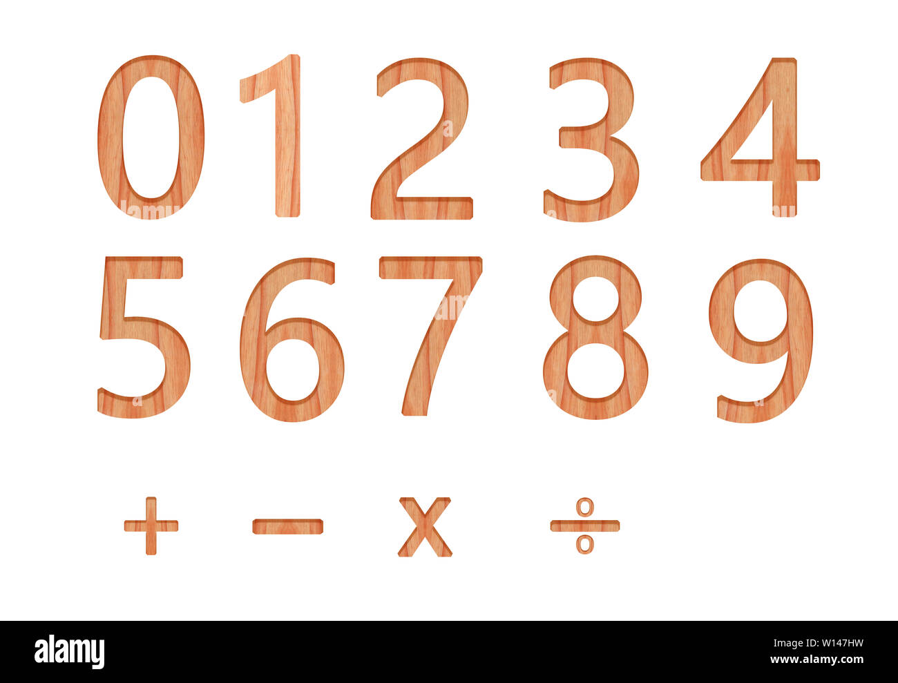 Holz- Vintage alphabet Zahlen schreiben, schöne 3D-Muster ...