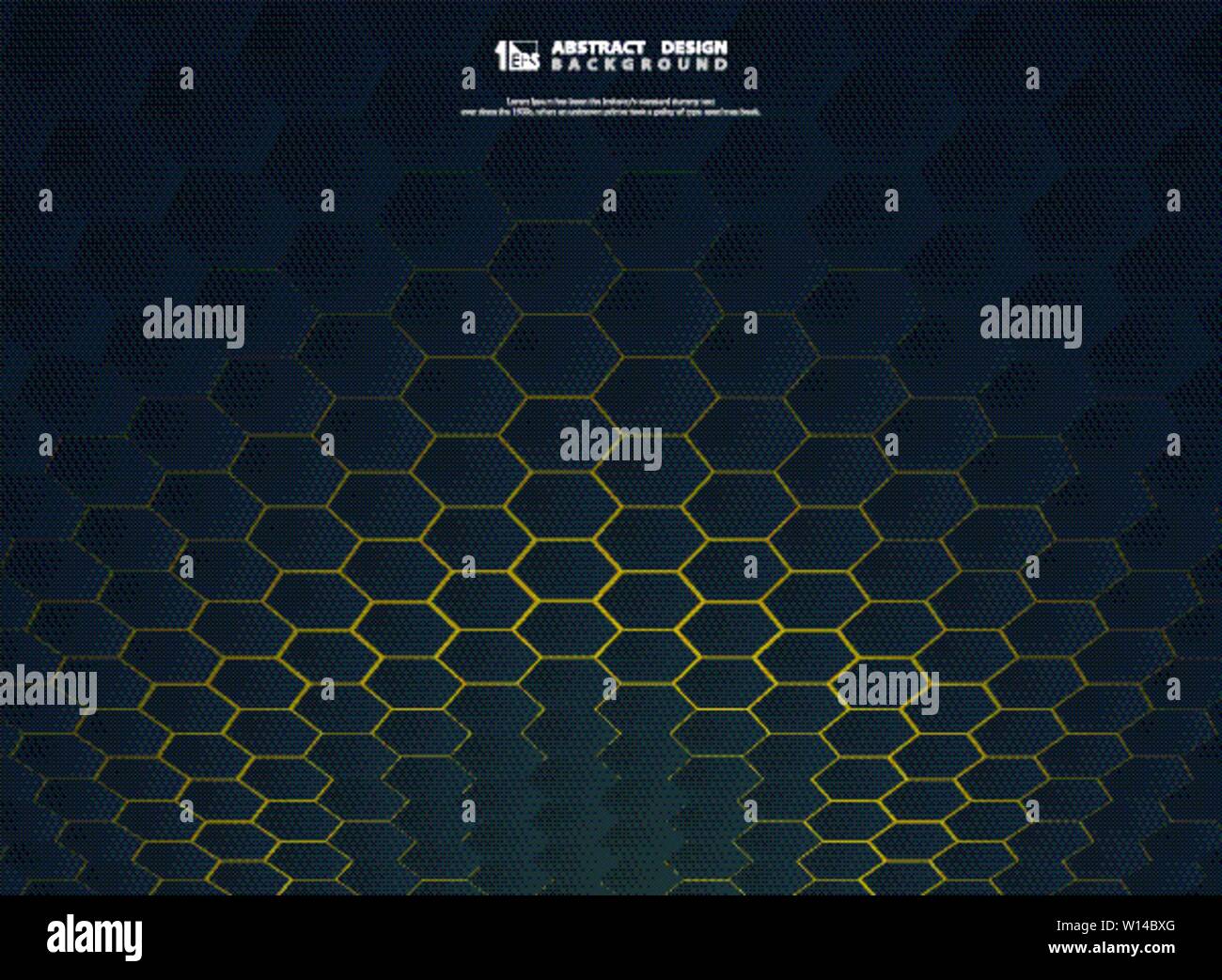 Abstrakte gradient sechseckige Technologie auf gelben Hintergrund decken Dekoration Design. Sie können für Ad, Poster, Artwork, Template Design. Stock Vektor