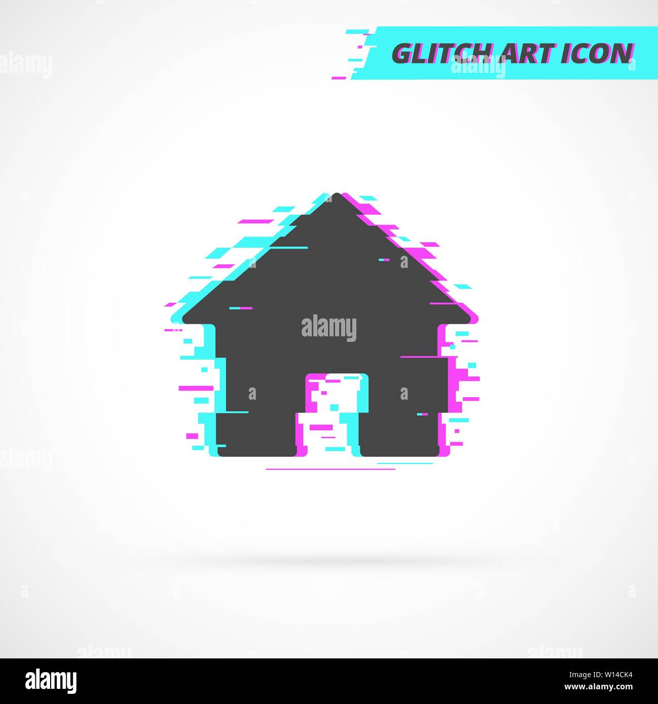 Home Glitch Kunst Vektor Icon. Stock Vektor