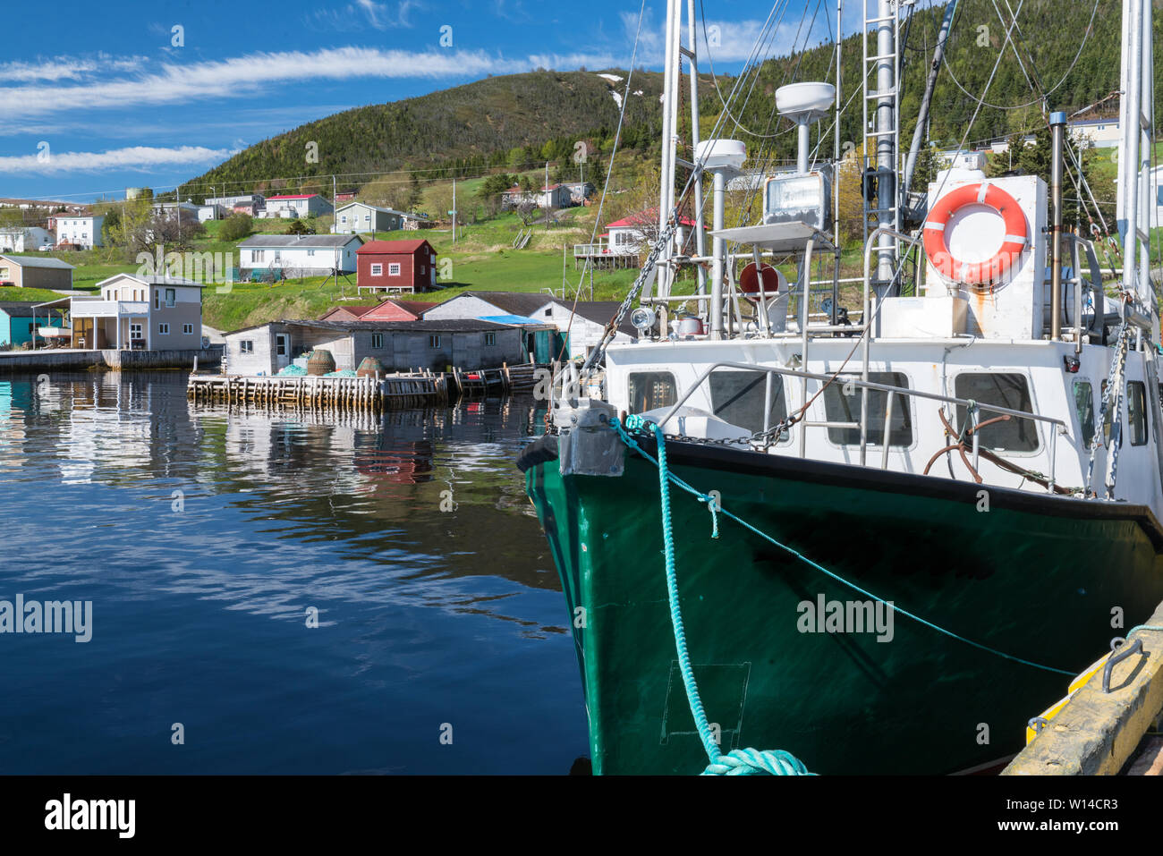 Hafen von Woody Point Fischerdorf in Gros Morne, Neufundland, Kanada Stockfoto