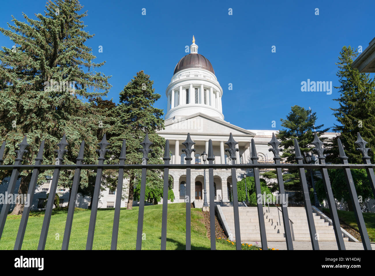 Fassade der Maine State Capitol Building in Augusta, Maine Stockfoto