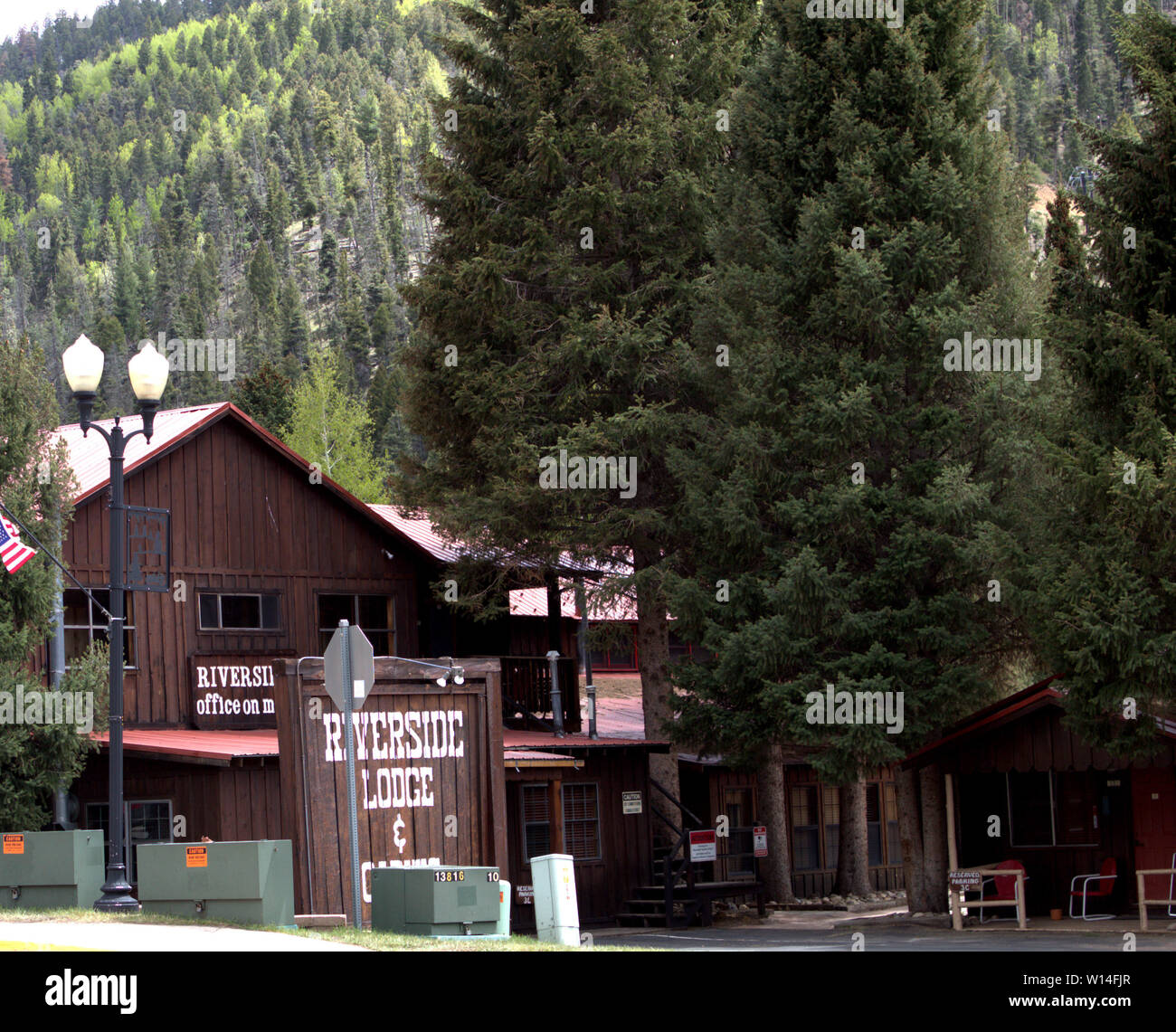 Riverside Lodge in Red River NM Stockfoto