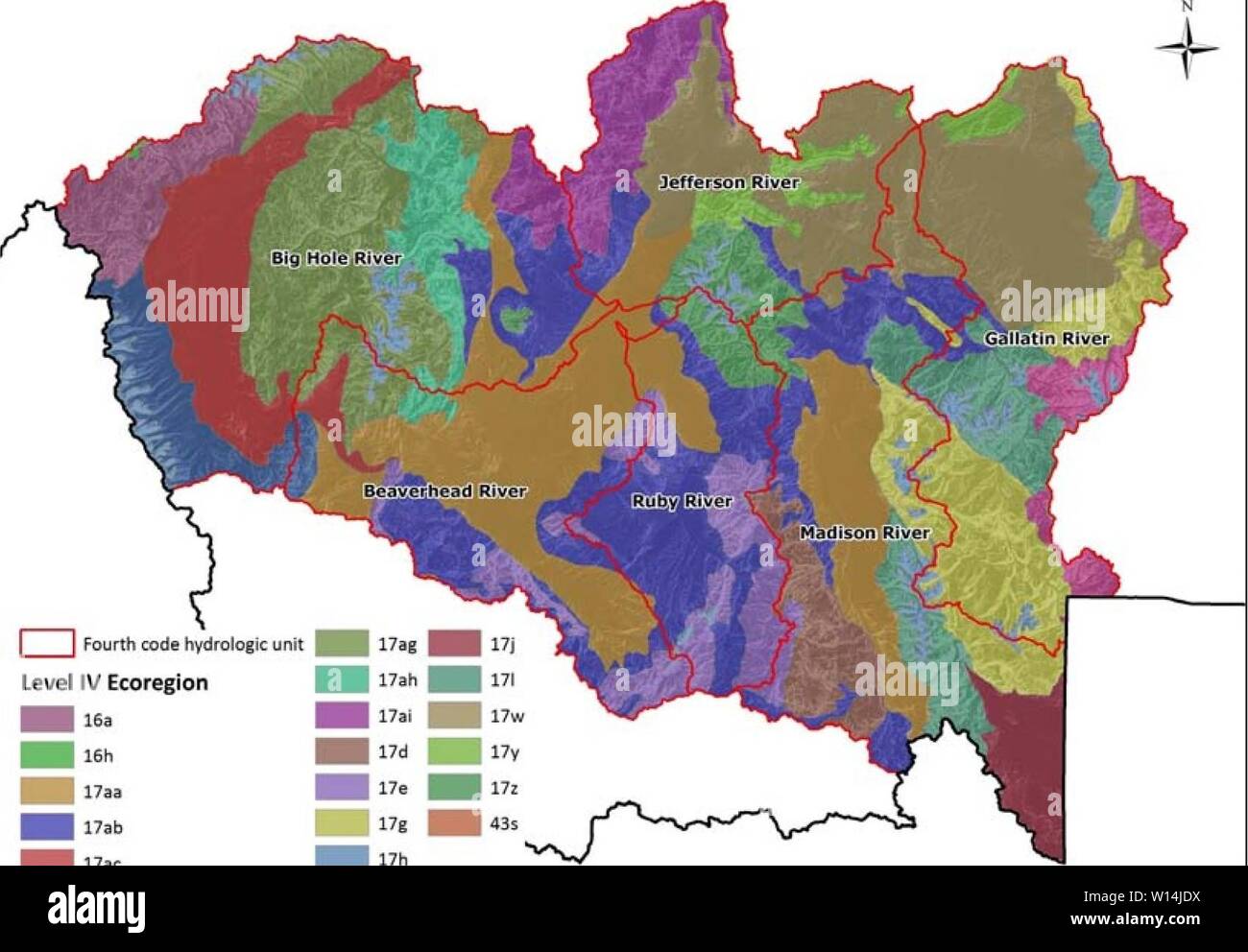 Archiv Bild von Seite 16 der Südwesten Montana Feuchtgebiet Bewertung. Südwestmontana Feuchtgebiet Bewertung: Entwicklung einer landesweiten Erfassung und Überwachung der Strategie für Montana. Df136 ed1-b 443-444 a-b82b-1c9a 0aa 16524 Jahr: 2012 Endlich, der Gallatin, der Jefferson und Madison an der Stadt von drei Gabeln erfüllen die Missouri River zu bilden. Große Stauseen auf das Projekt Bereich gehören Ruby River Reservoir (Ruby River), Clark Canyon Reservoir (beaverhead River), Ennis See (Madison River) und Hebgen Lake (Madison River; Abbildung 2). Ökoregionen und Vegetation Das Projektgebiet liegt ganze Stockfoto