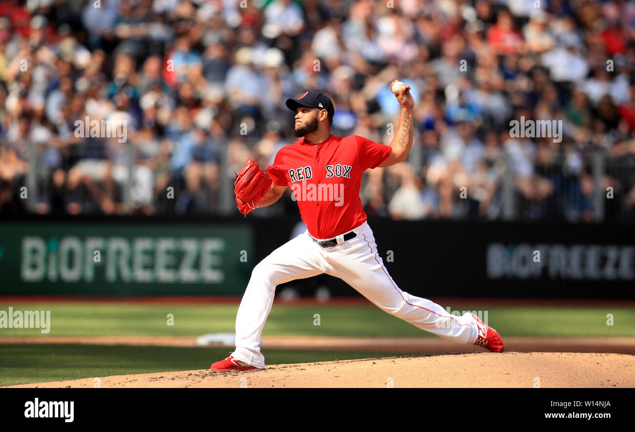 Boston Red Sox' Eduardo Rodriguez Plätze während der MLB London Reihe passen an der London Stadion. Stockfoto