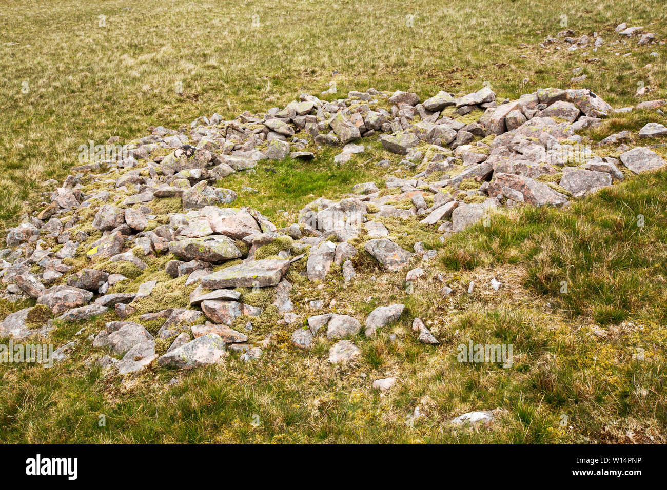 Reste einer Hütte Kreis auf dem westlichen Hügel des Lake District. Stockfoto