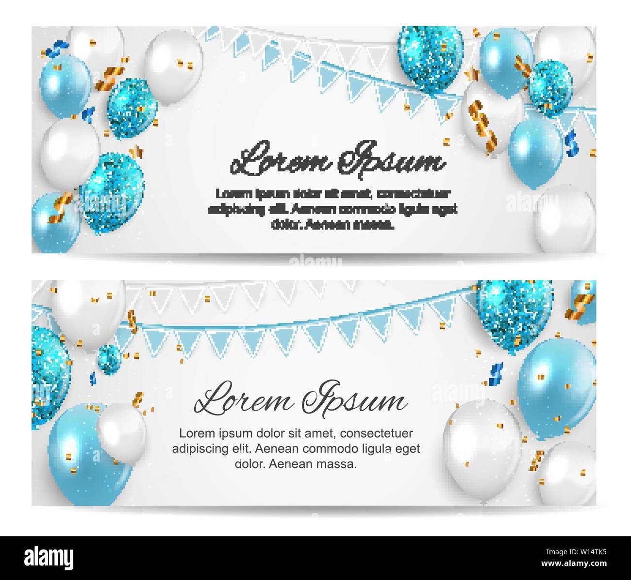 Farbe glänzend Ballone Geburtstagsparty Karte Hintergrund. Vector Illustration Stock Vektor