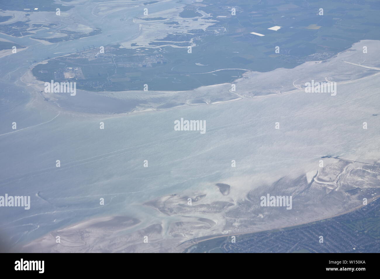 Englischer Kanal aus dem Flugzeug Stockfoto