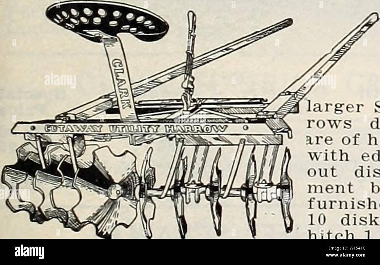 Archiv Bild von Seite 110 des Diamantenen Jubiläum 75-jähriges Jubiläum (1935). Diamond Jubiläum 75-jähriges Jubiläum. diamondjubilee 751935 grif Jahr: 1935 Unsere neue Flexible Double Action Traktor Egge ist das Ergebnis unserer langjährigen Erfahrung im Aufbau von Traktor disk Eggen. Während der Rahmen ermöglicht extreme Flexibilität auf unebenem Boden und in drehen, gleichzeitig die Egge sehr effizient ist und die hohe Klasse Arbeit. Größe A-6, 24 Platten, 16-in.-Durchmesser, 6-ft. Schneiden, 755 lbs., Preis $ 115.75 Größe A-7, 28 Festplatten, 16-in.-Durchmesser, 7 y 2 ft. Schneiden, 860 lbs., Preis 124.75 Größe X-6, 24 Platten, 18-in.-Durchmesser, 6 y 2 ft. Schneiden, p Stockfoto