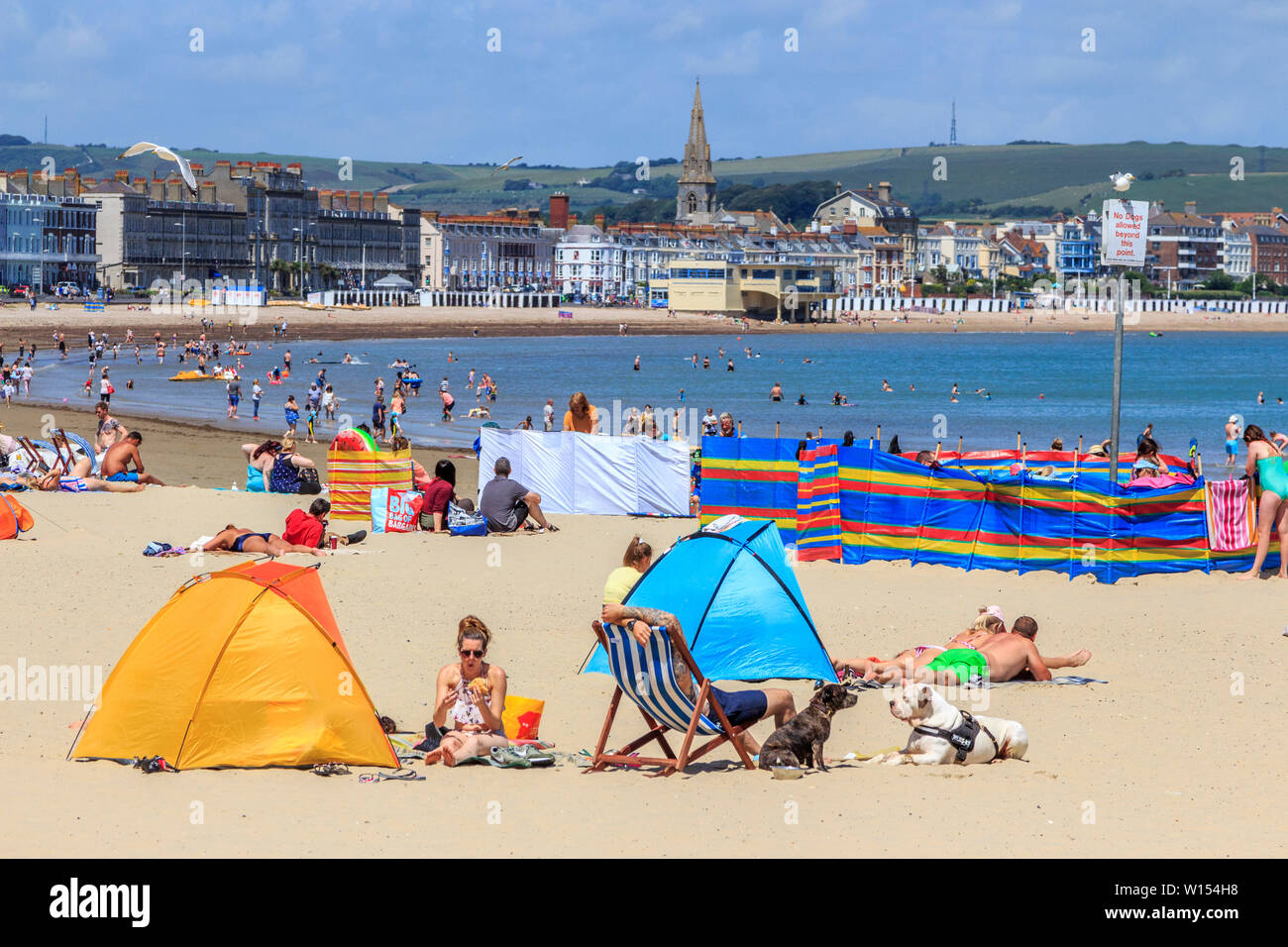 Traditionelle uk Strand Urlaub, Weymouth georgischen Stadt am Meer, Dorset, England Großbritannien gb Stockfoto