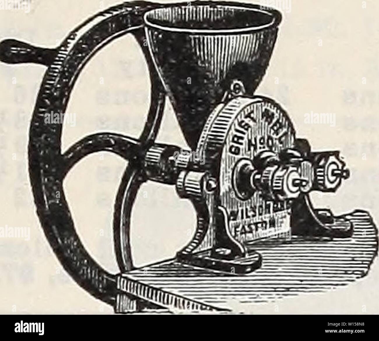 Archiv Bild von Seite 126 des Diamantenen Jubiläum 75-jähriges Jubiläum (1935). Diamond Jubiläum 75-jähriges Jubiläum. diamondjubilee 751935 grif Jahr: 1935 Preis, $ 2,25 Gewicht, 12 lbs. WILSON Nr. 0 FAMILIE CRIST MÜHLE Diese Mühle ist besonders für das Schleifen von Graham Mehl oder Maismehl gemacht; kann für zerbrechen Körner bei Bedarf angepasst werden. Gewicht, 30 lbs., $ 7.50. Mit Abstellfläche; Gewicht, 65 lbs., Preis $ 10.50. Durchmesser der Vorderrad, 20 in. Wilson Nr. 1 Knochen und Shell Mühle Gewicht, ohne Ständer, 33 lbs. $ 7,50 Gewicht mit Stativ, 6 S lbs 10,50 RED CHIEF MÜHLEN Nr. 1 - Für kleine Geflügel Rais-ers. Preis 3,50 $ N Stockfoto