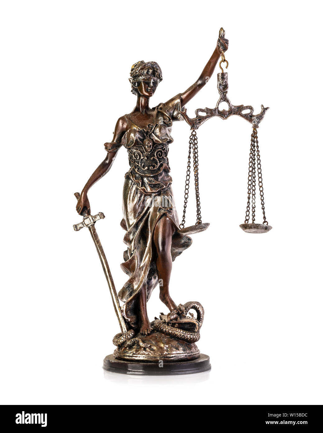 Die Statue von Gerechtigkeit - dame Justiz oder Iustitia/Justitia die römische Göttin der Gerechtigkeit Stockfoto