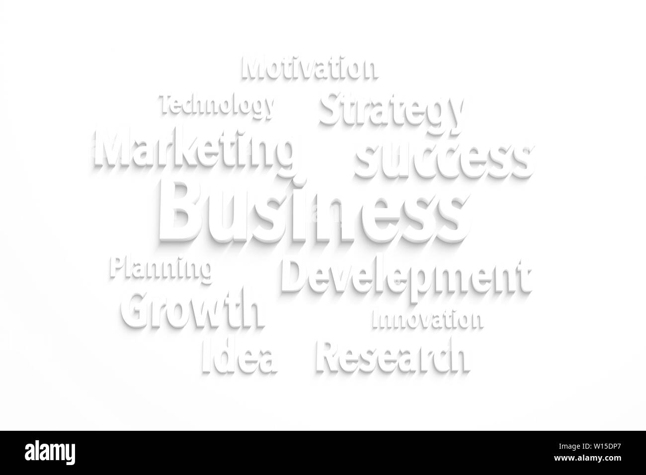 Business verwandte Konzepte mit Worten auf weißem Hintergrund. Stockfoto