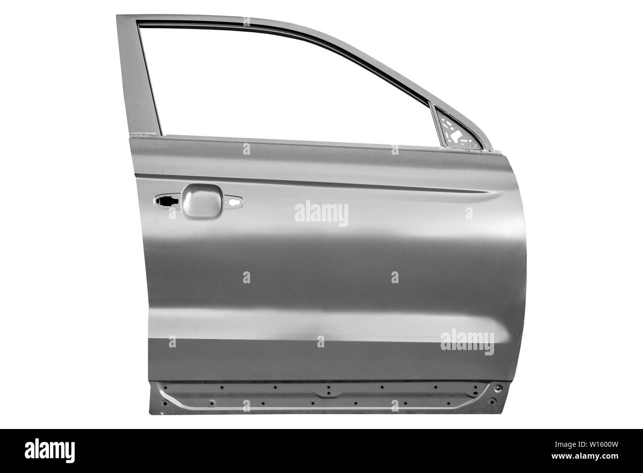 Autotür auf weißem Hintergrund Stockfoto