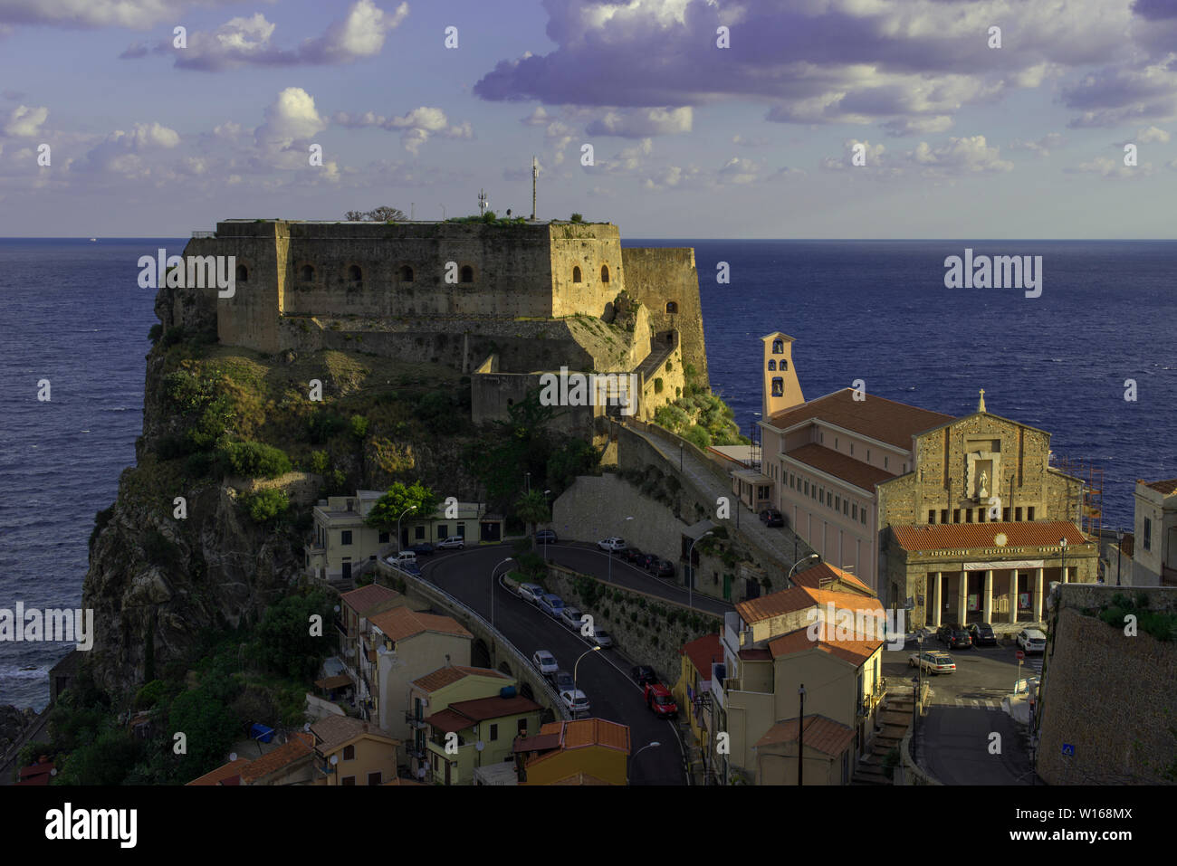 Castello Ruffo, Scilla, Kalabrien, Italien, Schloss, goldenen Stunde Stockfoto