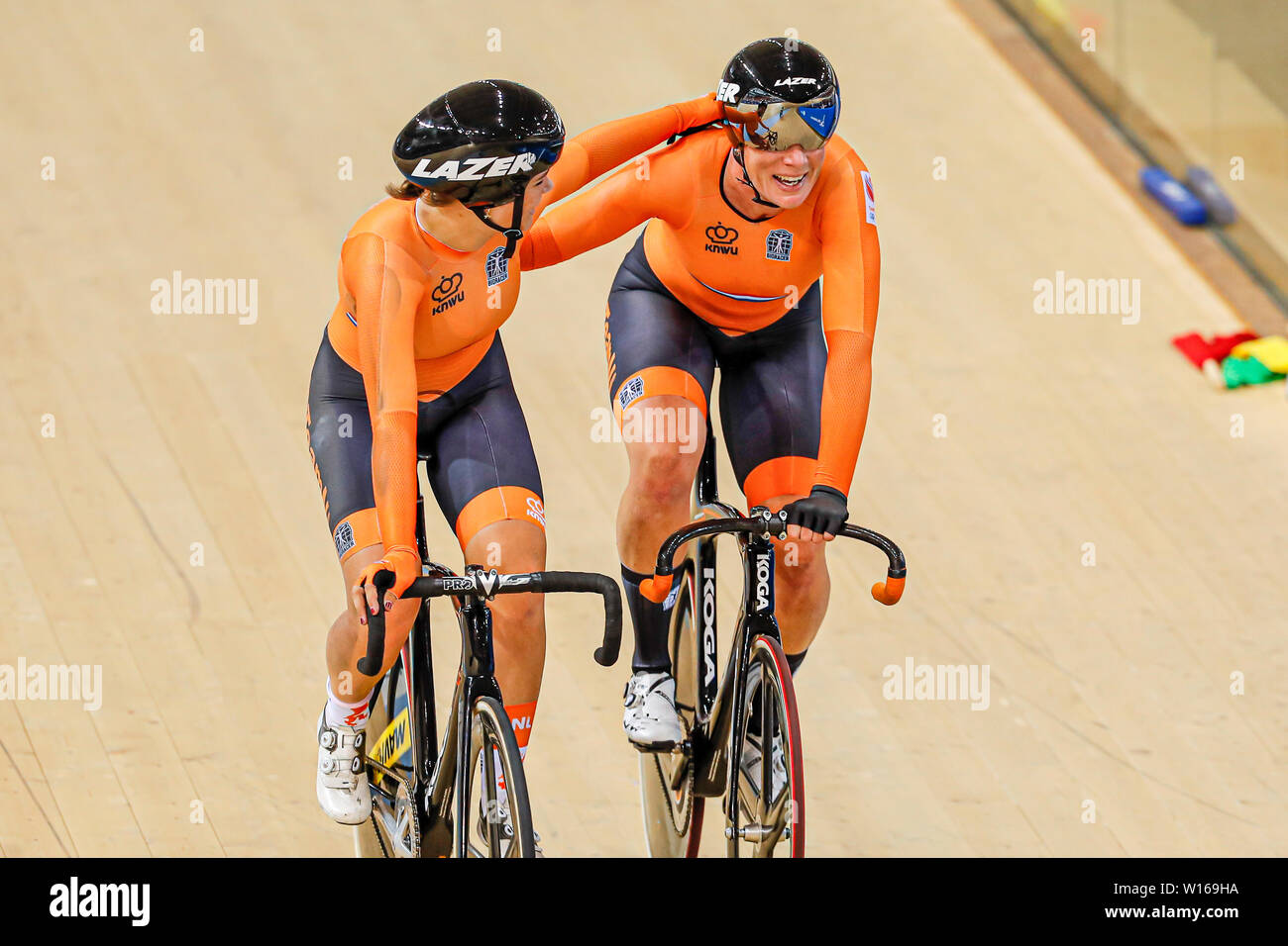30-06-2019: Sportnieuws: Europese Spelen: Minsk Radfahren - Track: Frauen Madison Kirsten Wild der Niederlande und Amber van der Hulst der Niederlande Stockfoto