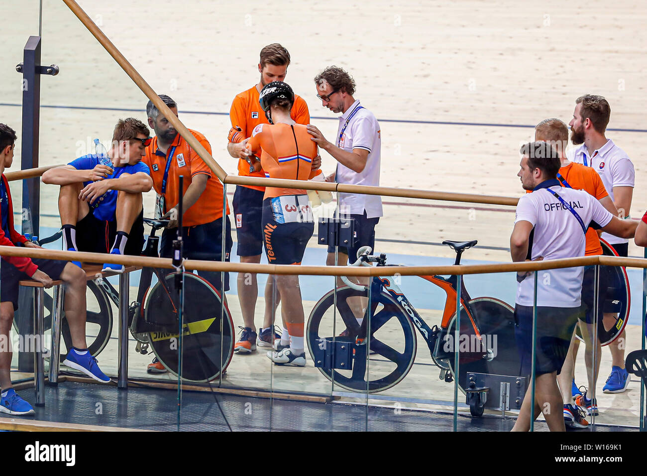 30-06-2019: Sportnieuws: Europese Spelen: Minsk Radfahren - Track: Frauen Madison Kirsten Wild der Niederlande und Amber van der Hulst der Niederlande Stockfoto