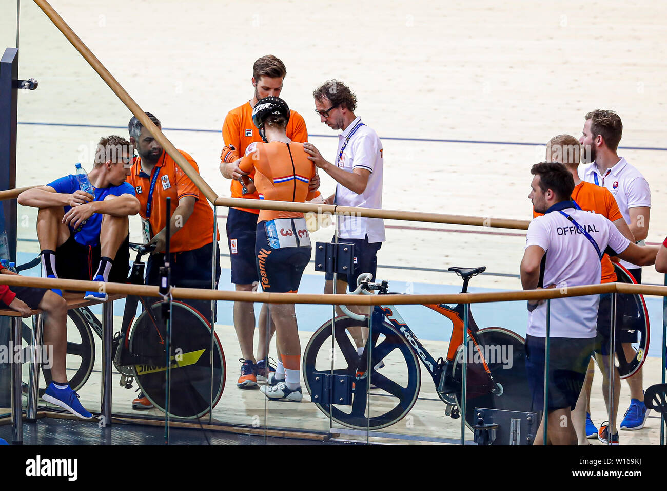 30-06-2019: Sportnieuws: Europese Spelen: Minsk Radfahren - Track: Frauen Madison Kirsten Wild der Niederlande und Amber van der Hulst der Niederlande Stockfoto