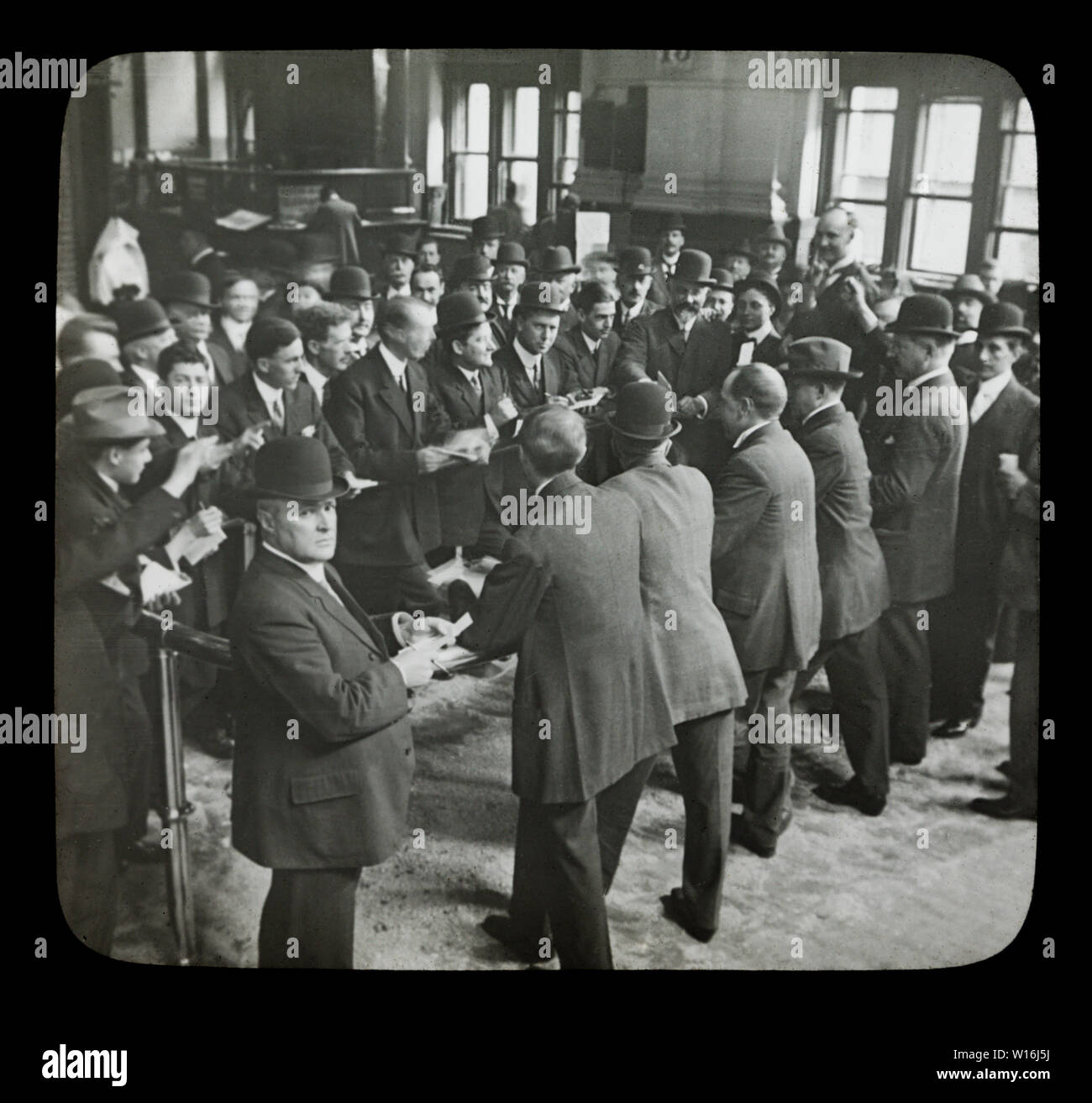 Laterne FOLIE: "Baumwollsaatöl Händler an der New Yorker Börse produzieren." Dies war bis 1880 die größte Börse der Welt. Stockfoto