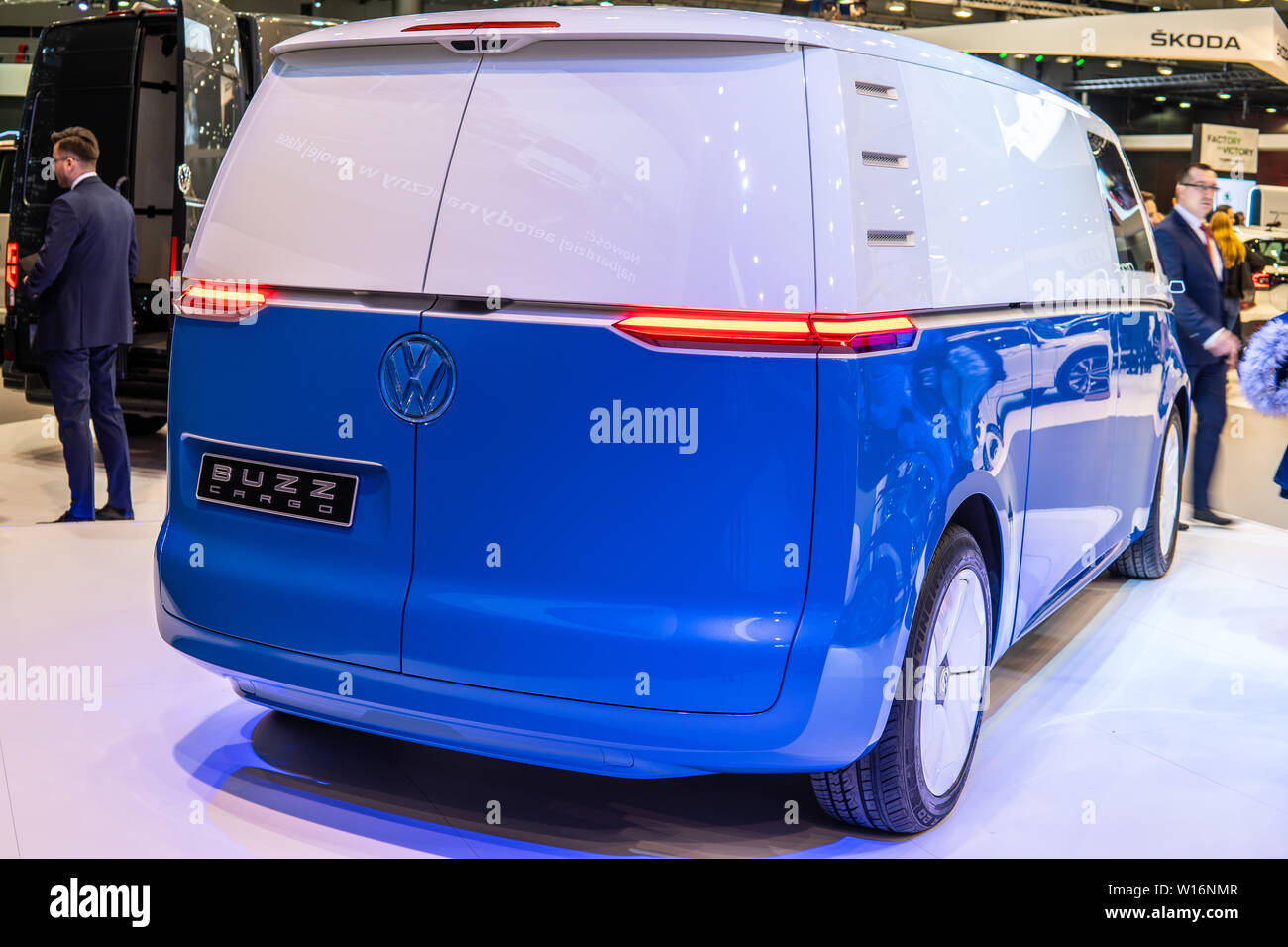 Poznan, Polen, Mar 2019 Volkswagen VW I.D. Buzz Cargo elektrischen Lieferwagen Konzept Prototyp Auto, Poznan International Motor Show, EV-ID Buzz Cargo Stockfoto