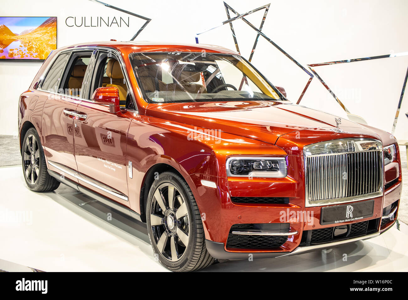 Poznan, Polen, Mar 2019 Rolls-Royce Neue maßgeschneiderte Cullinan, Poznan International Motor Show, Britische handmade high-seitig Fahrzeug von Rolls-Royce Stockfoto