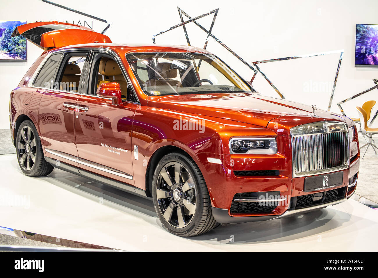 Poznan, Polen, Mar 2019 Rolls-Royce Neue maßgeschneiderte Cullinan, Poznan International Motor Show, Britische handmade high-seitig Fahrzeug von Rolls-Royce Stockfoto