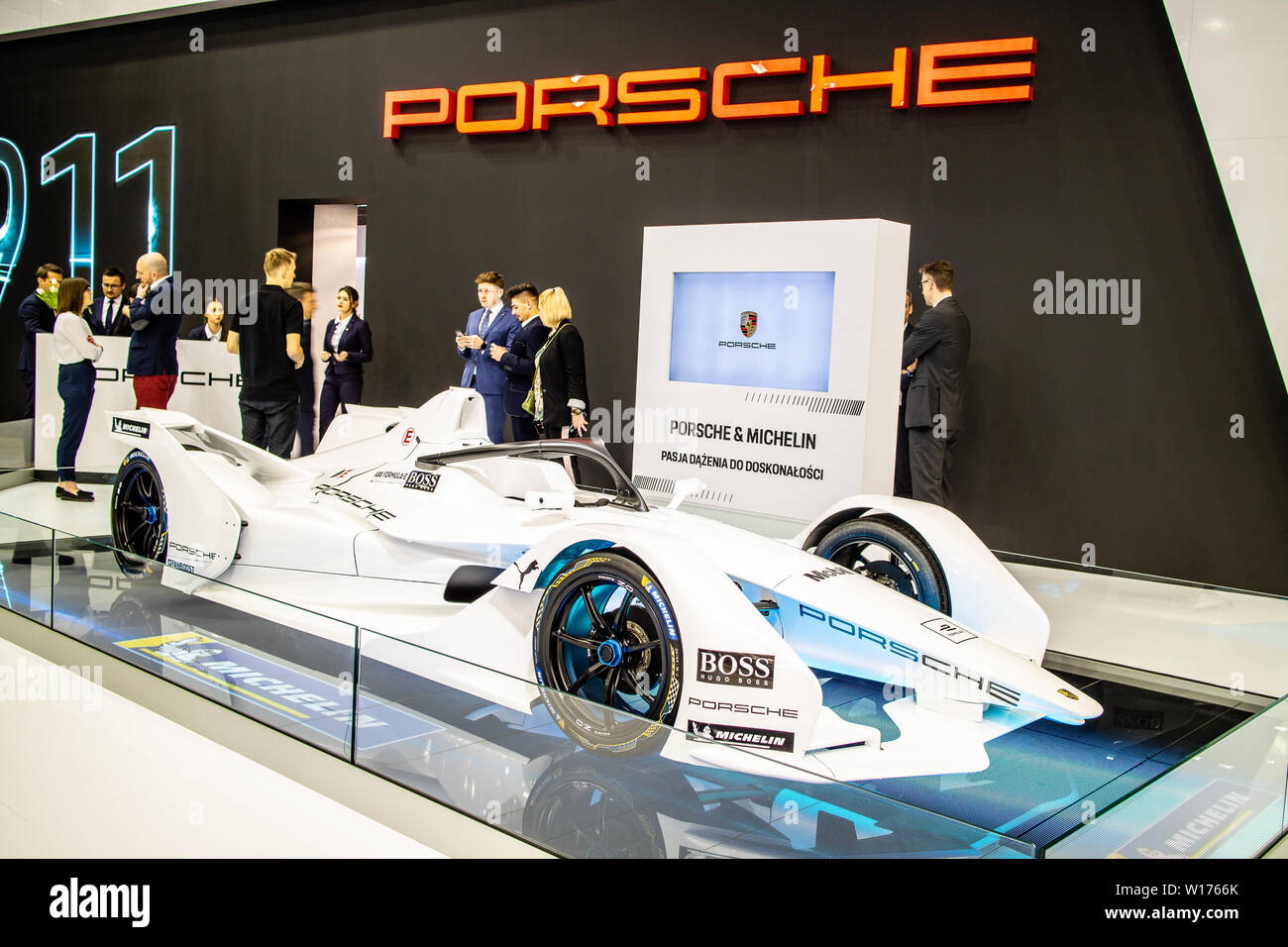 Poznan, Polen, März 2019 Porsche ABB FIA Formel E Konzept Prototyp Entwicklung Rennwagen, Poznan International Motor Show, Stockfoto