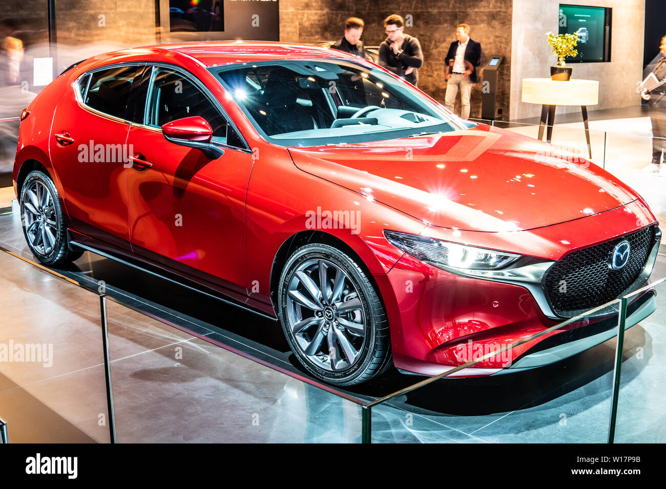 Brüssel, Belgien, Jan 2019 alle neuen Mazda3 zu Brüssel Motor Show, die vierte Generation des Kompaktwagens in Japan hergestellt von Mazda Stockfoto