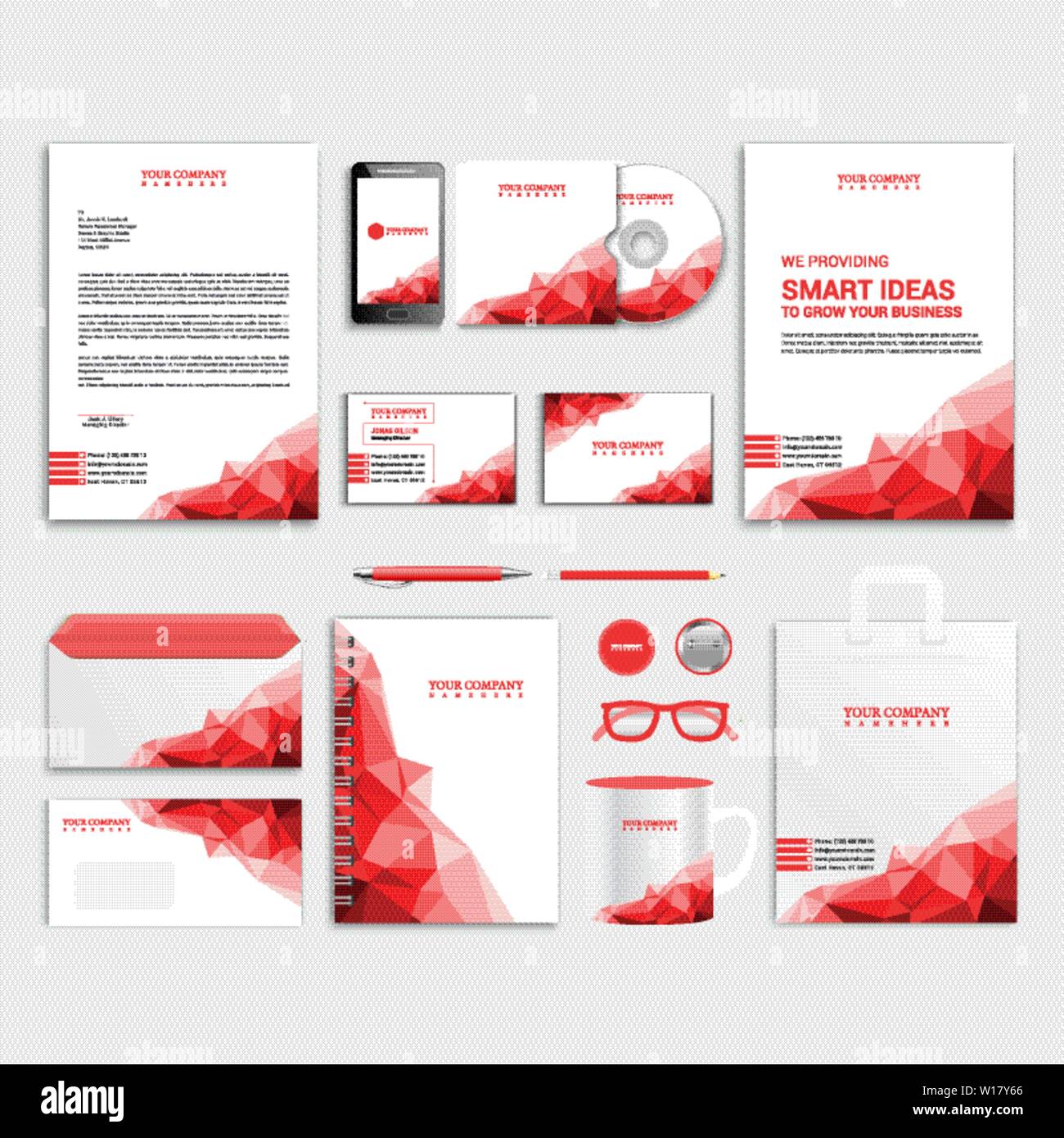 Polygonale Corporate identity Template Design Stock Vektor