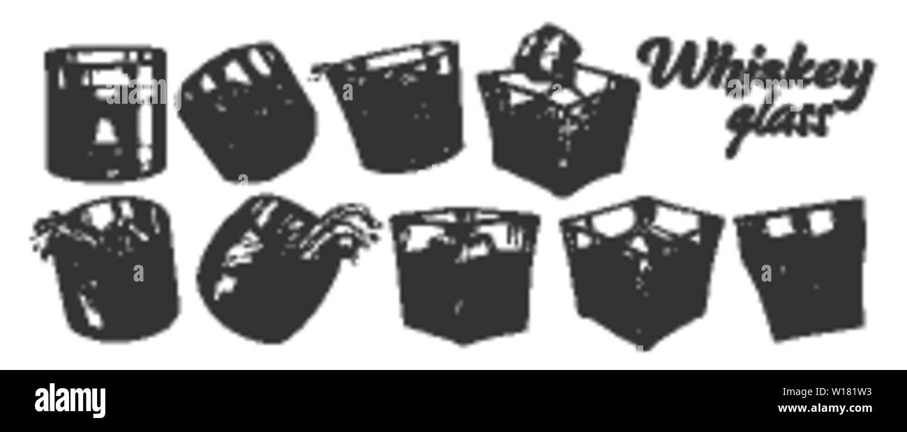 Sammlung der Klassischen irischen Whisky Glas Set Vektor Stock Vektor