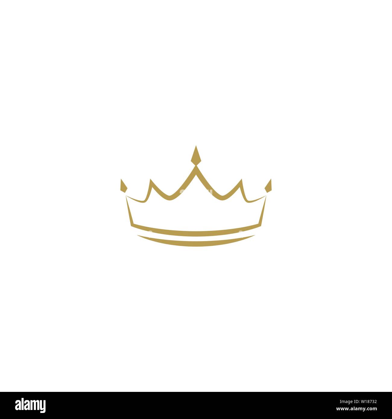 Golden Line Krone Symbol isoliert auf Weiss. Royal, Luxus, VIP, erste Klasse anmelden. Gewinner Auszeichnung. Monarchie, Autorität, Symbol. Vektor einfache illustr Stock Vektor